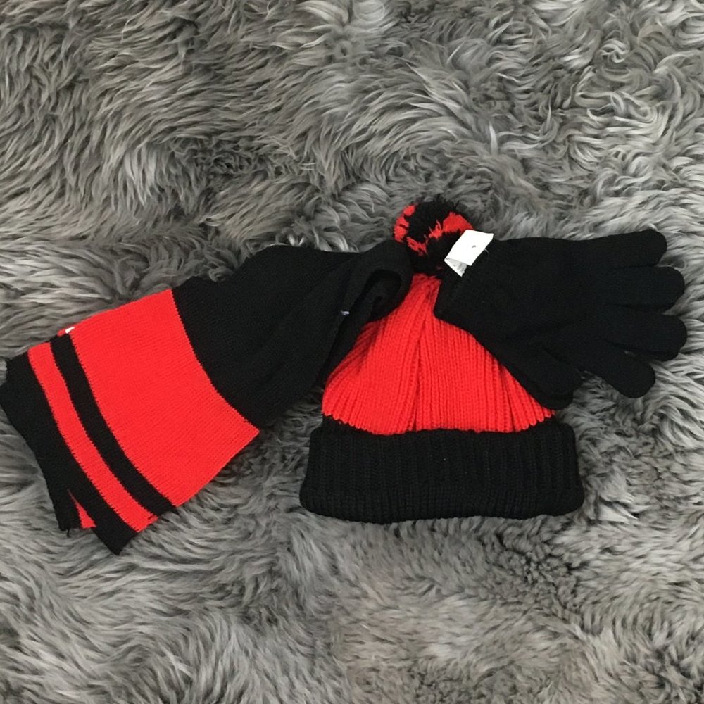 Kid's Winter Outerwear Set | 3Pieces | Red & Black | Size: 4-7